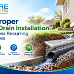 Proper French drain installation for recurring basement water issues and foundation protection