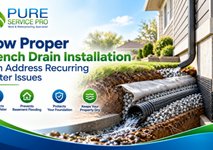 Proper French drain installation for recurring basement water issues and foundation protection